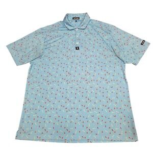 Bad‎ Birdie Polo Shirt Mens 2XL Blue Short Sleeve Performance Stretch Dock Solid